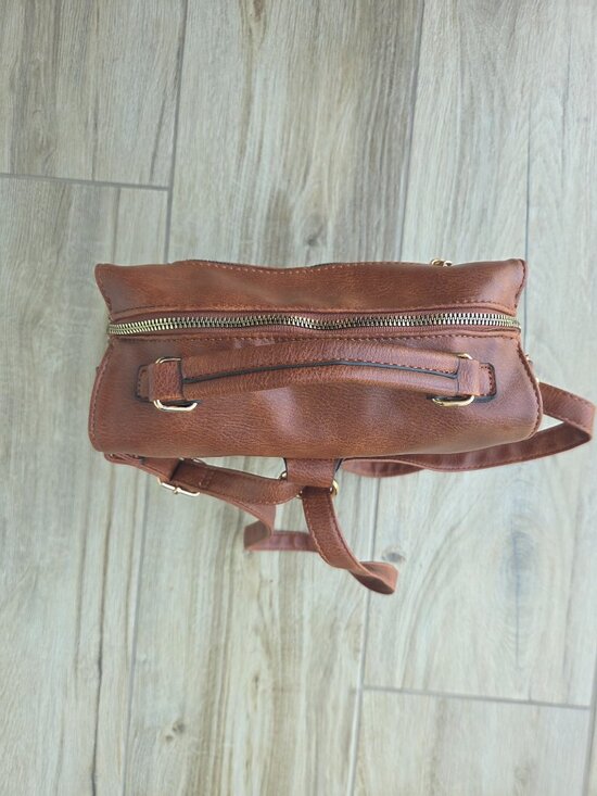 Cognac Quilted Vegan Leather Convertible Backpack Purse main image 5